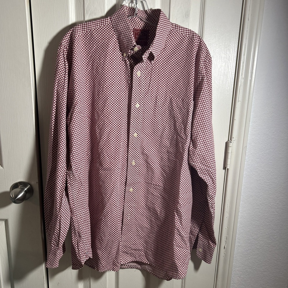 90s/Y2K Lucky Brand Dungarees L Red Check Button-Up Shirt Long Slv.